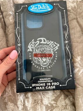 Von Dutch Black iPhone 16 Pro Max Case with Tiger Logo